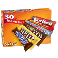30 Count Full Size Candy Variety Pack, Snickers, M&M’S, Skittles, 3 Musketeers & Starburst Bulk Snacks