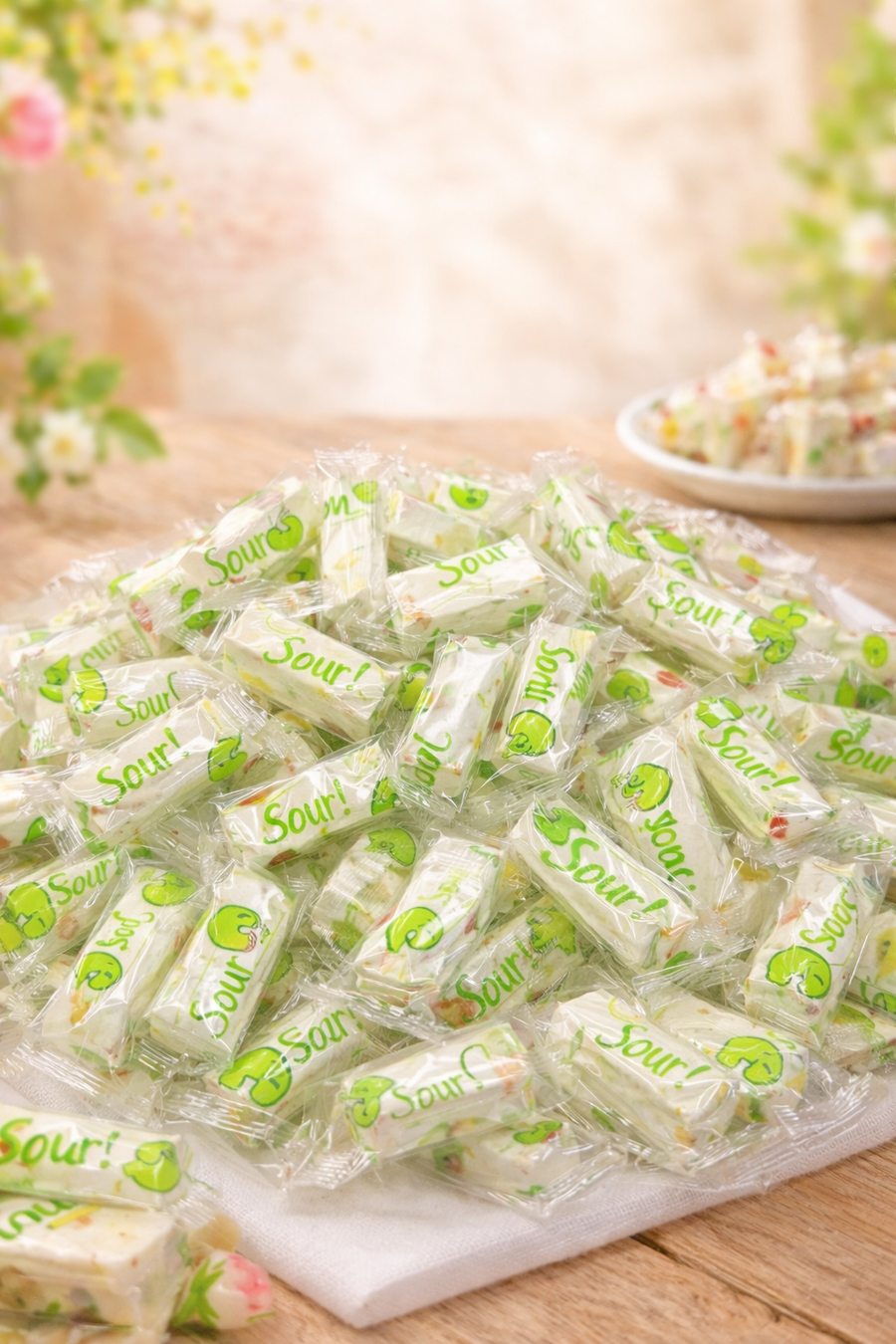 Sour Jujube Nougat Candy – Soft Chewy Nougat with Tangy Jelly Pieces, Individually Wrapped Sweet & Sour Snack