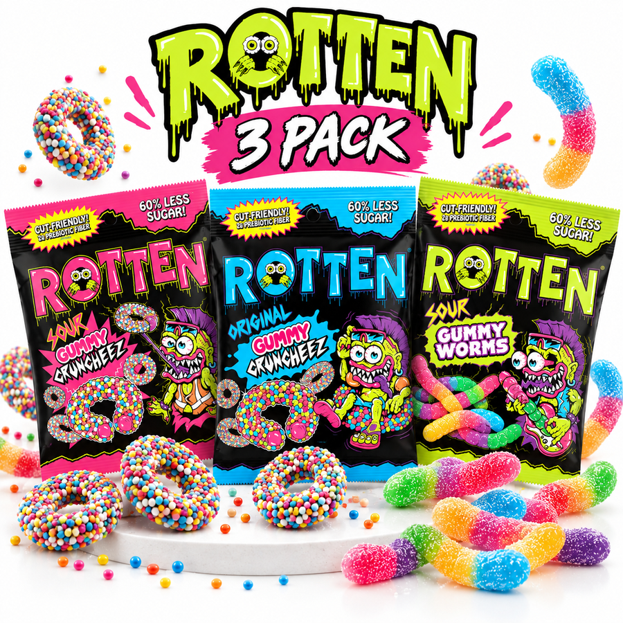 Rotten Gummy Candy Variety Pack – Cruncheez & Sour Worms 3-Pack