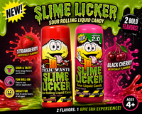Slime Licker Strawberry & Black Cherry - Fun Roll-On Candy Treat