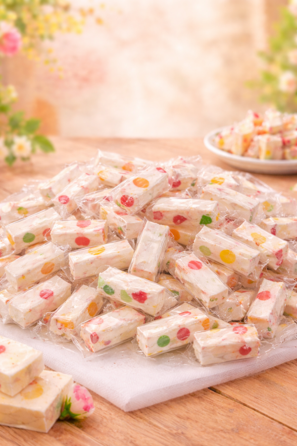 Tropical Jujube Nougat Candy – Soft Chewy Nougat with Fruity Jelly Pieces, Individually Wrapped Snack Treat