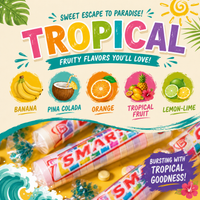 Smarties Tropical Flavor Candy – Sweet & Tangy Fruity Candy Rolls