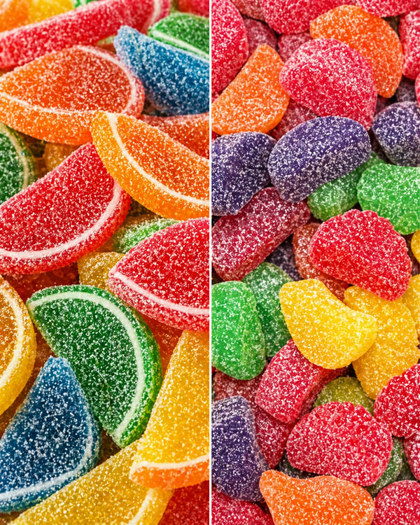 Assorted Fruit Slice Candy & Boston Fruit Slices – Soft Chewy Jelly Slices with Sugar Coating, Fruity Flavored
