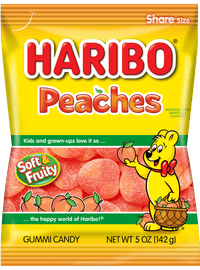 Haribo Peaches Gummi Candy Peg Bag 5oz. 12 ct. - Novelty | Sugar Bear Candy