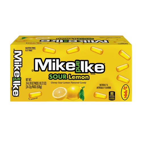 Mike and Ike Sour Lemon 0.78 oz. Box 24 ct. - Novelty | Sugar Bear Candy