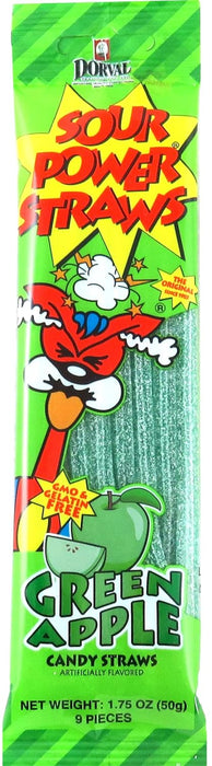 Sour Power Green Apple Straws 24 ct. - Novelty | Sugar Bear Candy