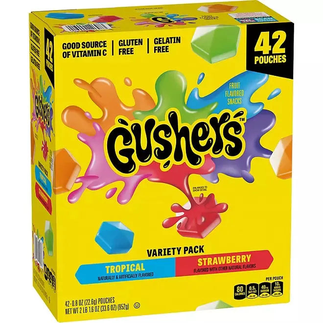 Gushers Fruit Flavored Strawberry & Tropical Variety Pack 42 ct.