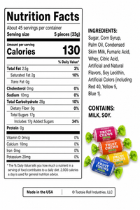 Tootsie Roll Sour Fruit Chews Candy – Soft & Chewy Assorted Sour Fruit Flavors