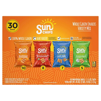 SunChips Whole Grain Variety Pack, 30 Count x 1.5 oz Bags — Harvest Cheddar, Garden Salsa, Original & French Onion Snack Chips