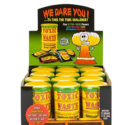 Toxic Waste Super Sour Candy Yellow Drums 12 ct.