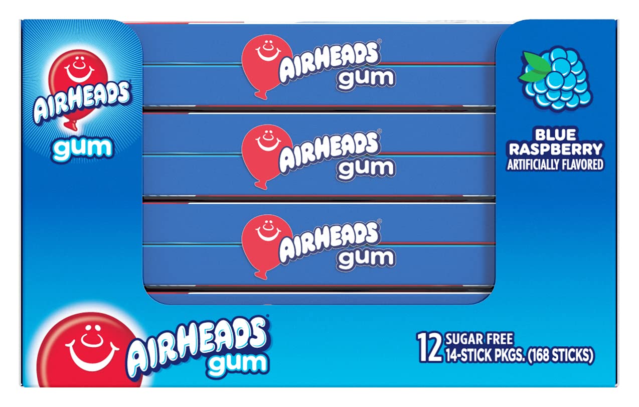 Airheads Candy Blue Rasberry Sugar Free Gum 12 ct.