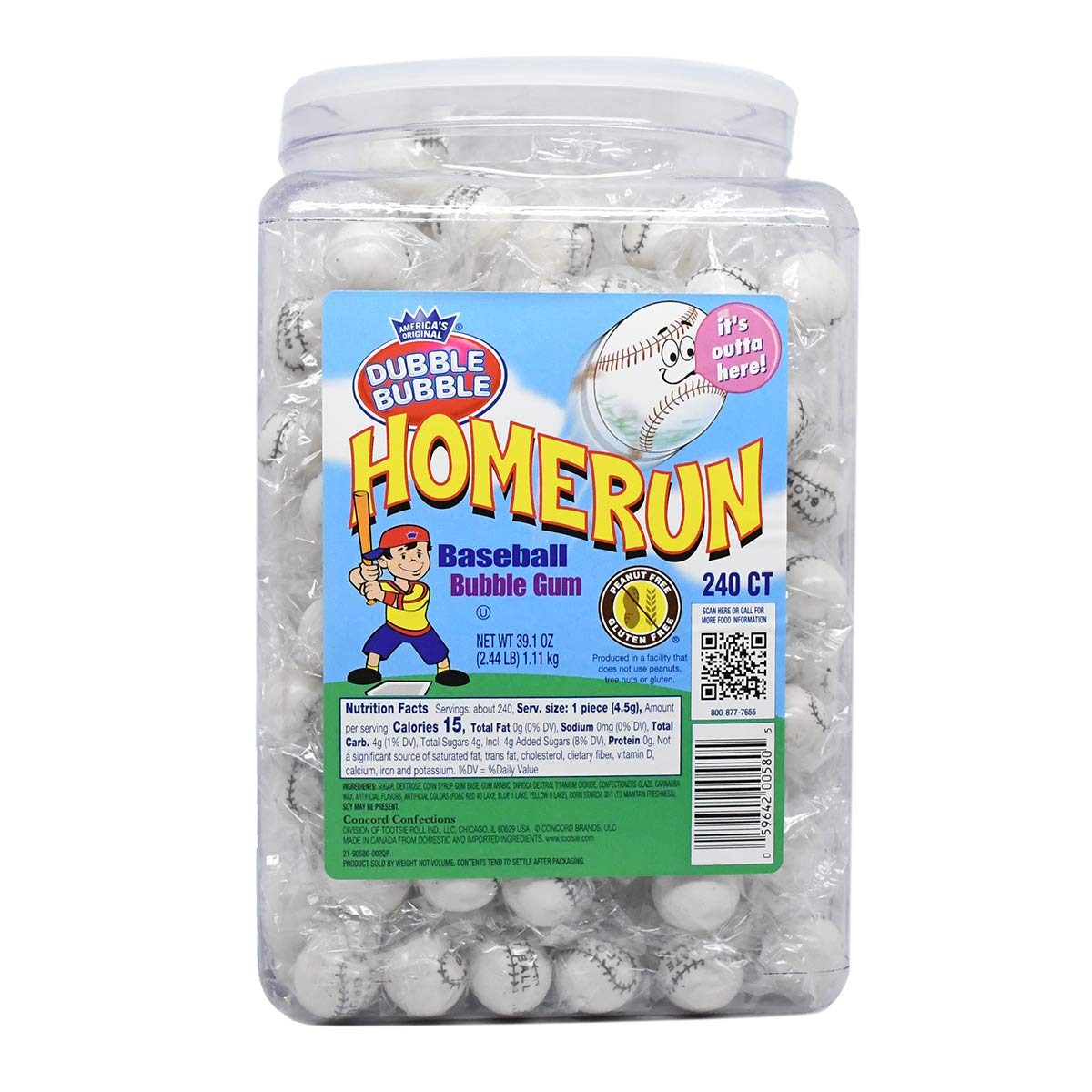 Dubble Bubble Home Run Tub 240 ct.