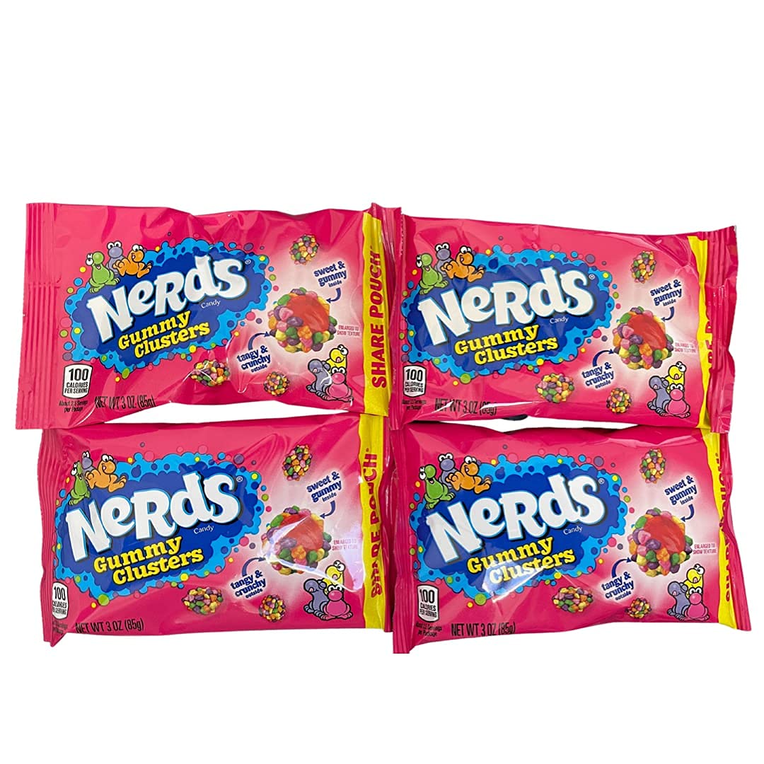 Nerds Rainbow Gummy Clusters 3 oz peg bag. 12 ct.