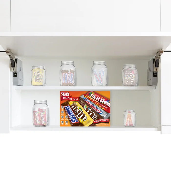 30 Count Full Size Candy Variety Pack, Snickers, M&M’S, Skittles, 3 Musketeers & Starburst Bulk Snacks