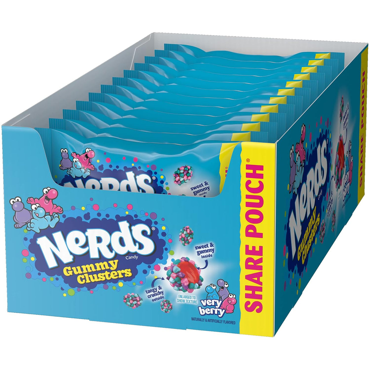 Nerds Very Berry Gummy Clusters 3 oz peg bag. 12 ct.