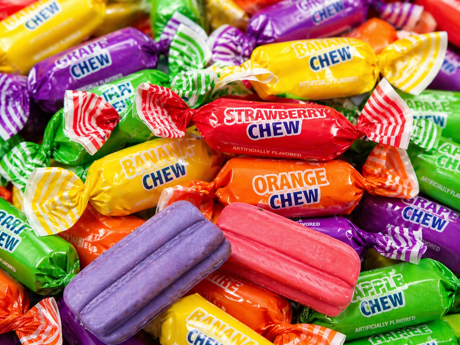 Assorted Fruit Chews Candy – Soft Chewy Taffy with Fruity Flavors, Individually Wrapped Sweet & Tangy Snack