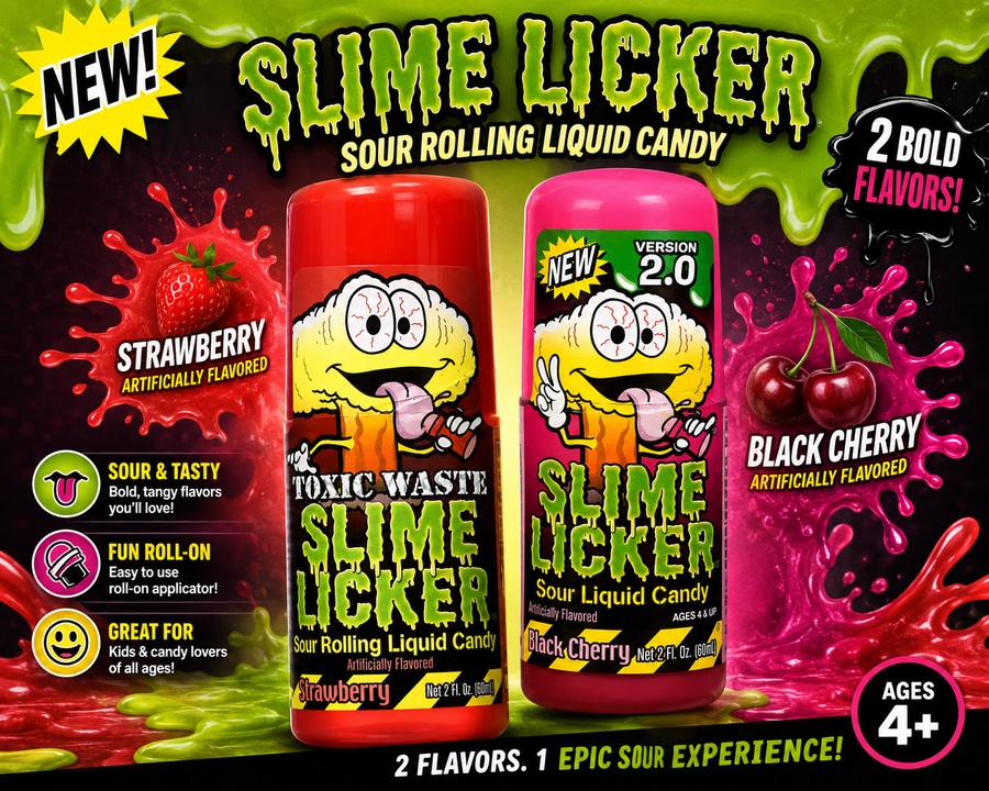 Slime Licker Strawberry & Black Cherry - Fun Roll-On Candy Treat