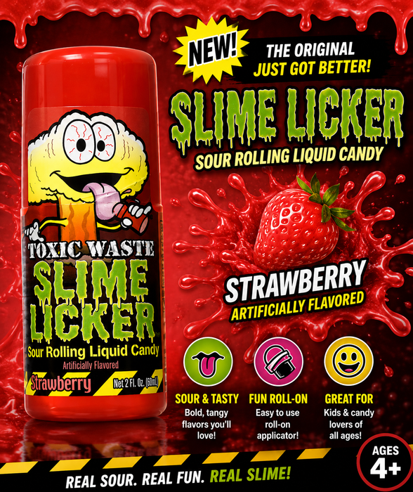 Slime Licker Strawberry & Black Cherry - Fun Roll-On Candy Treat