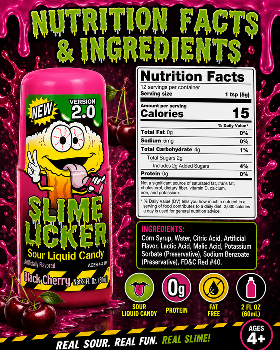 Slime Licker Strawberry & Black Cherry - Fun Roll-On Candy Treat
