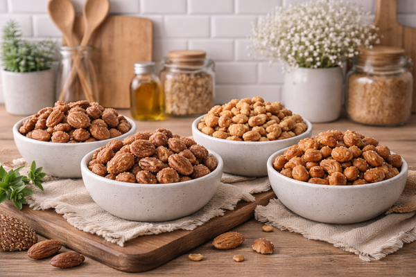 Caramel Nut Variety Bundle (Caramel Almonds, Pecans, Peanuts and Cashews)