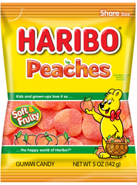 Thumbnail for Haribo Peaches Gummi Candy Peg Bag 5oz. 12 ct.