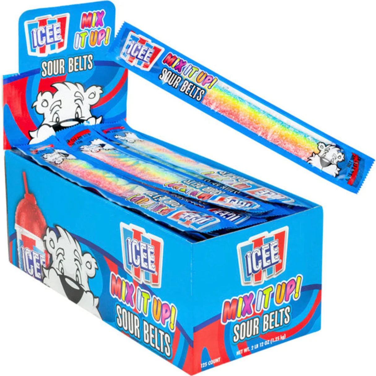 Icee Mix It Up Rainbow Sour Belts 125 ct.