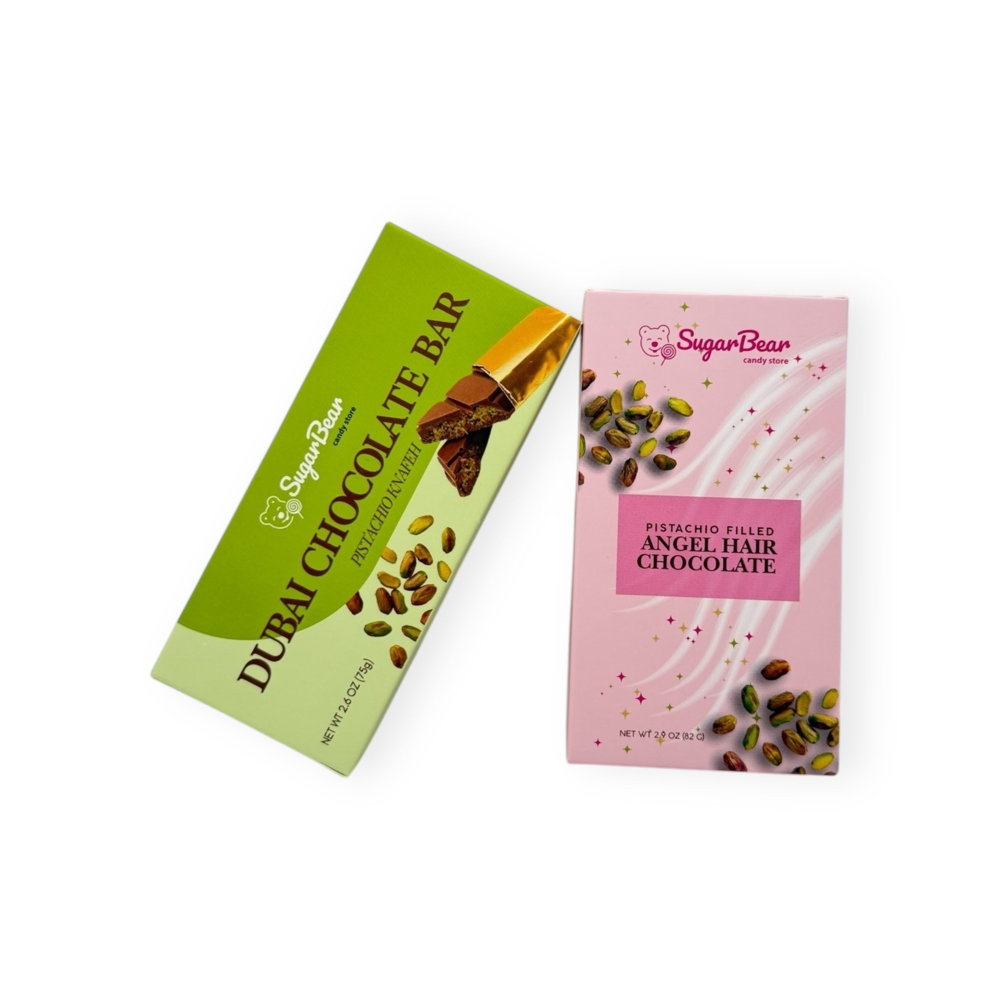 Chocolate Trend Duo: Pistachio Filled Angel Hair Chocolate & Dubai