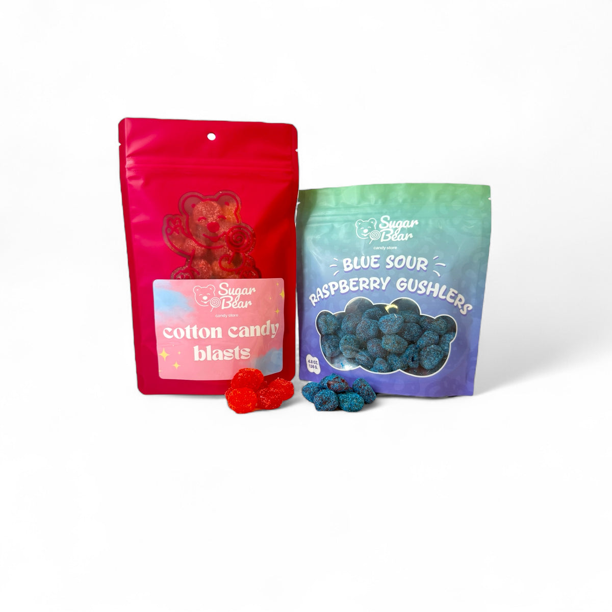 Gushers Duo: Cotton Candy & Sour Blue Raspberry — Sugar Bear Candy