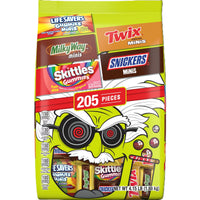 Halloween Candy Variety Pack 205 Pieces, 4.15 LB Bulk Chocolate & Fruity Gummies Assortment, SNICKERS, TWIX, SKITTLES & LIFE SAVERS, Individually Wrapped Trick or Treat Candy for Halloween Parties, Candy Bowls & Gift Bags