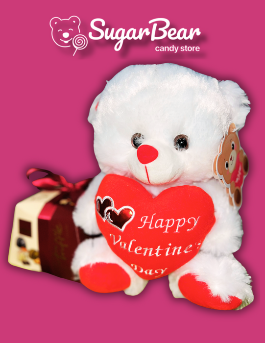 Valentine's Day White Stuffed Bear