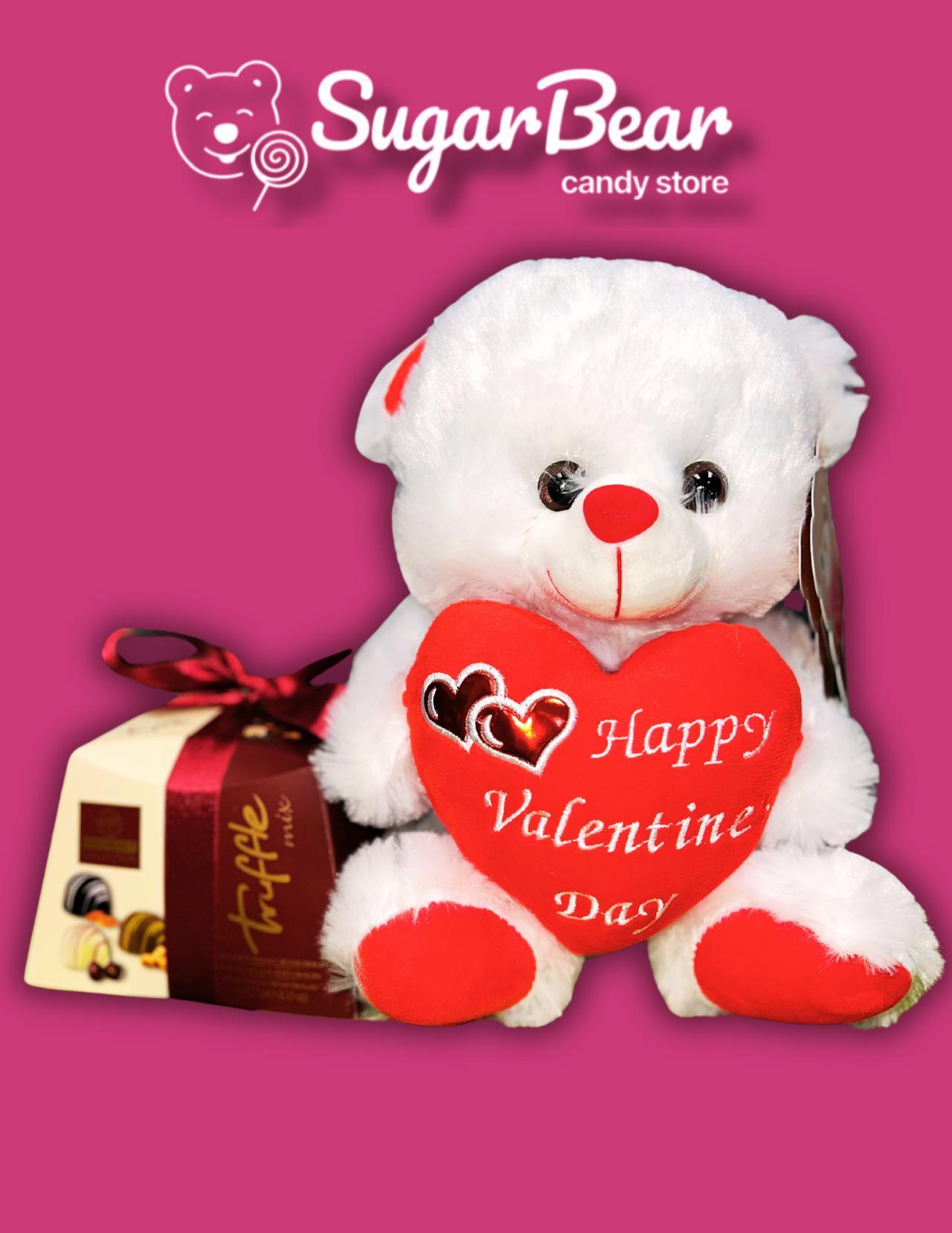 Valentine's Day White Stuffed Bear