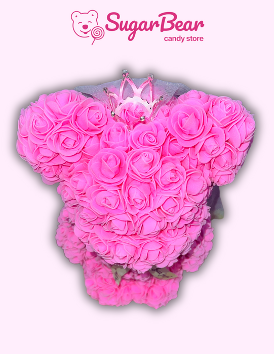 Valentine's Day Rose Bear Gift: Large Pink Rose Bear