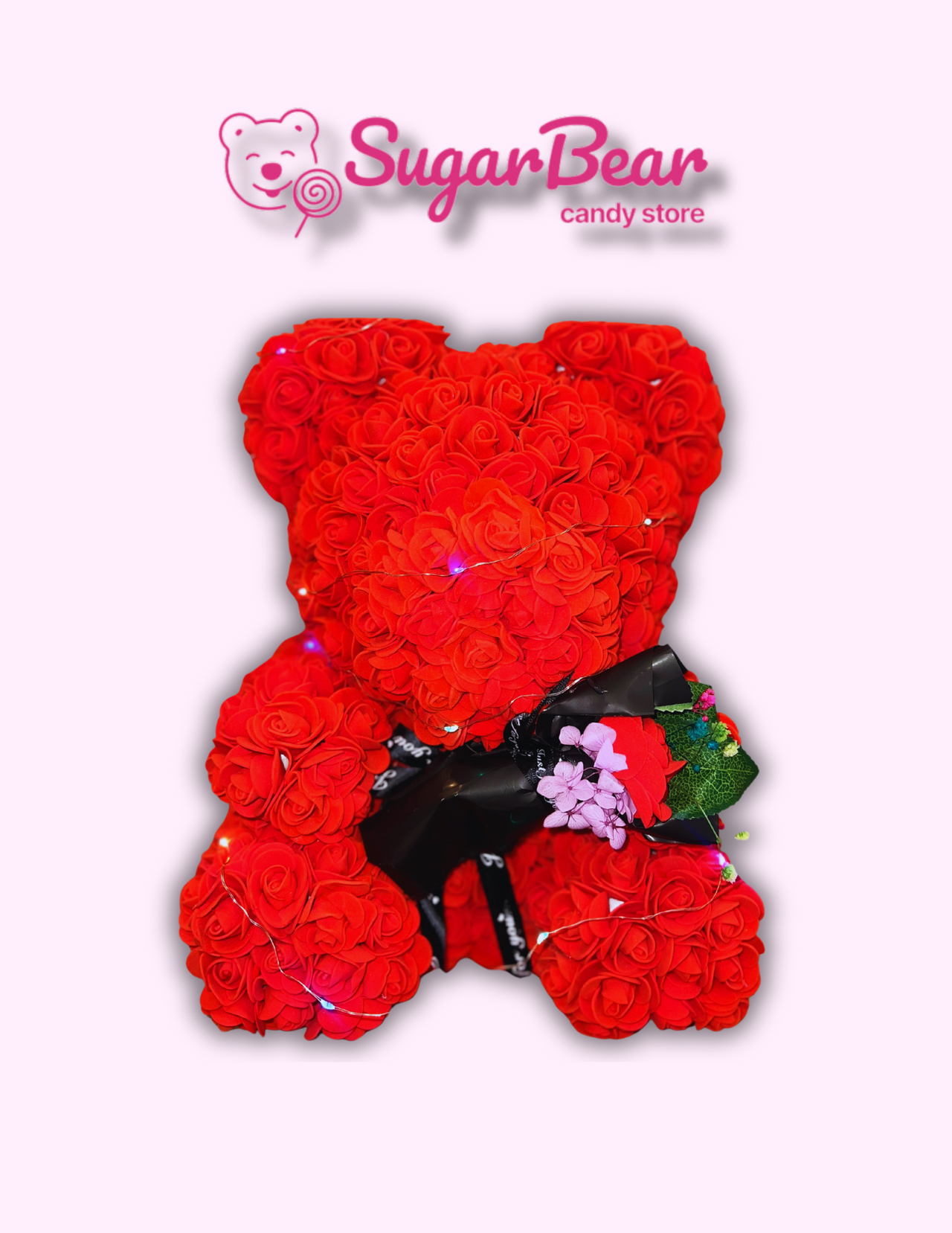 Scarlet Elegance: Large Red Rose Bear with Bouquet for Valentine's