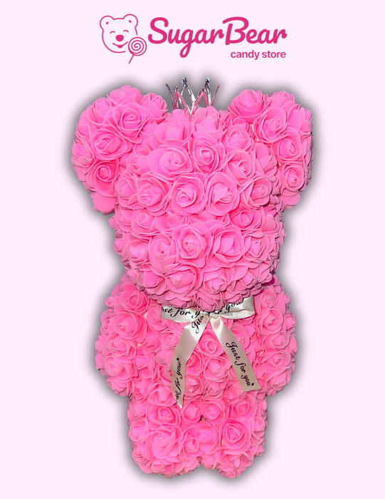 Valentine's Day Rose Bear Gift: Large Pink Rose Bear