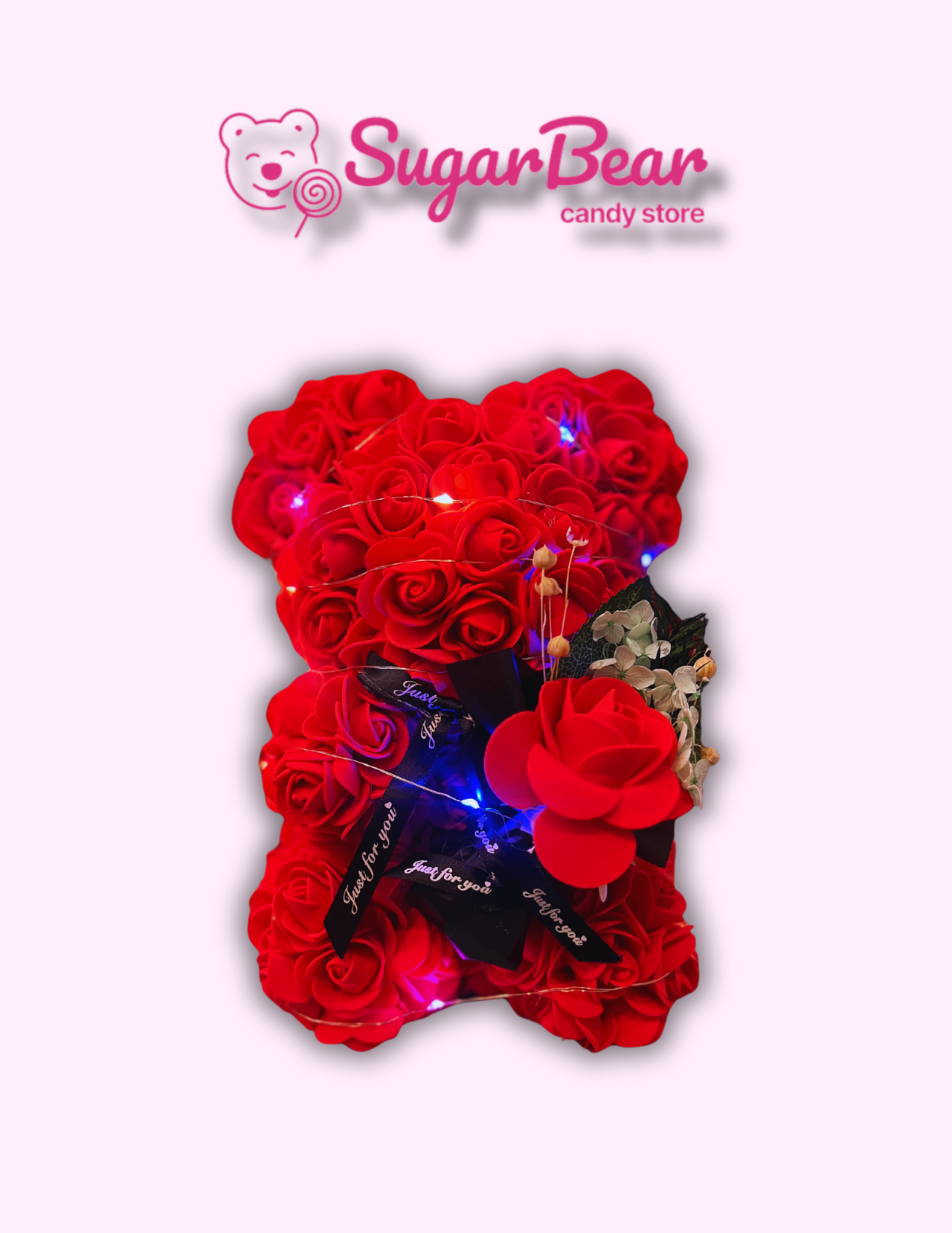 Petite Passion: Small Red Rose Bear with Bouquet for Valentine's