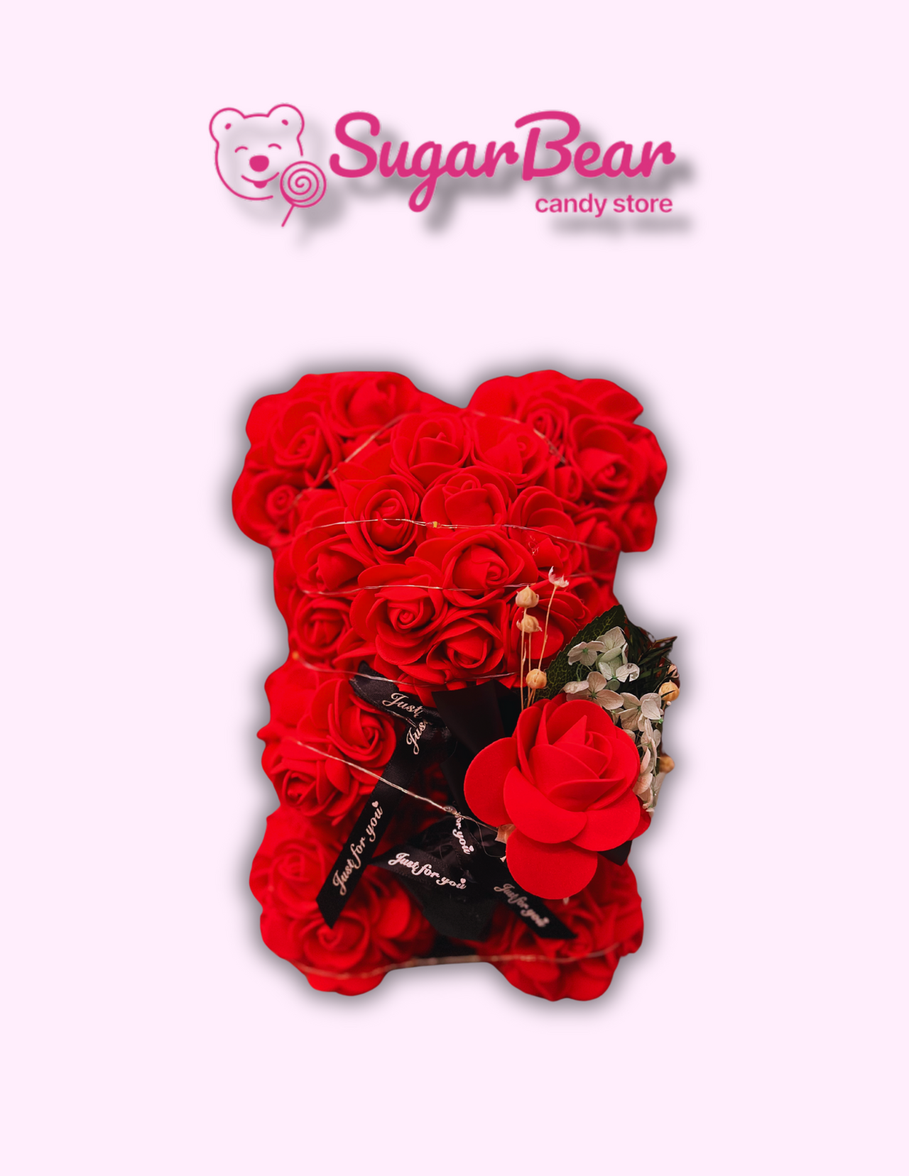 Petite Passion: Small Red Rose Bear with Bouquet for Valentine's