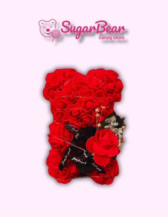 Petite Passion: Small Red Rose Bear with Bouquet for Valentine's