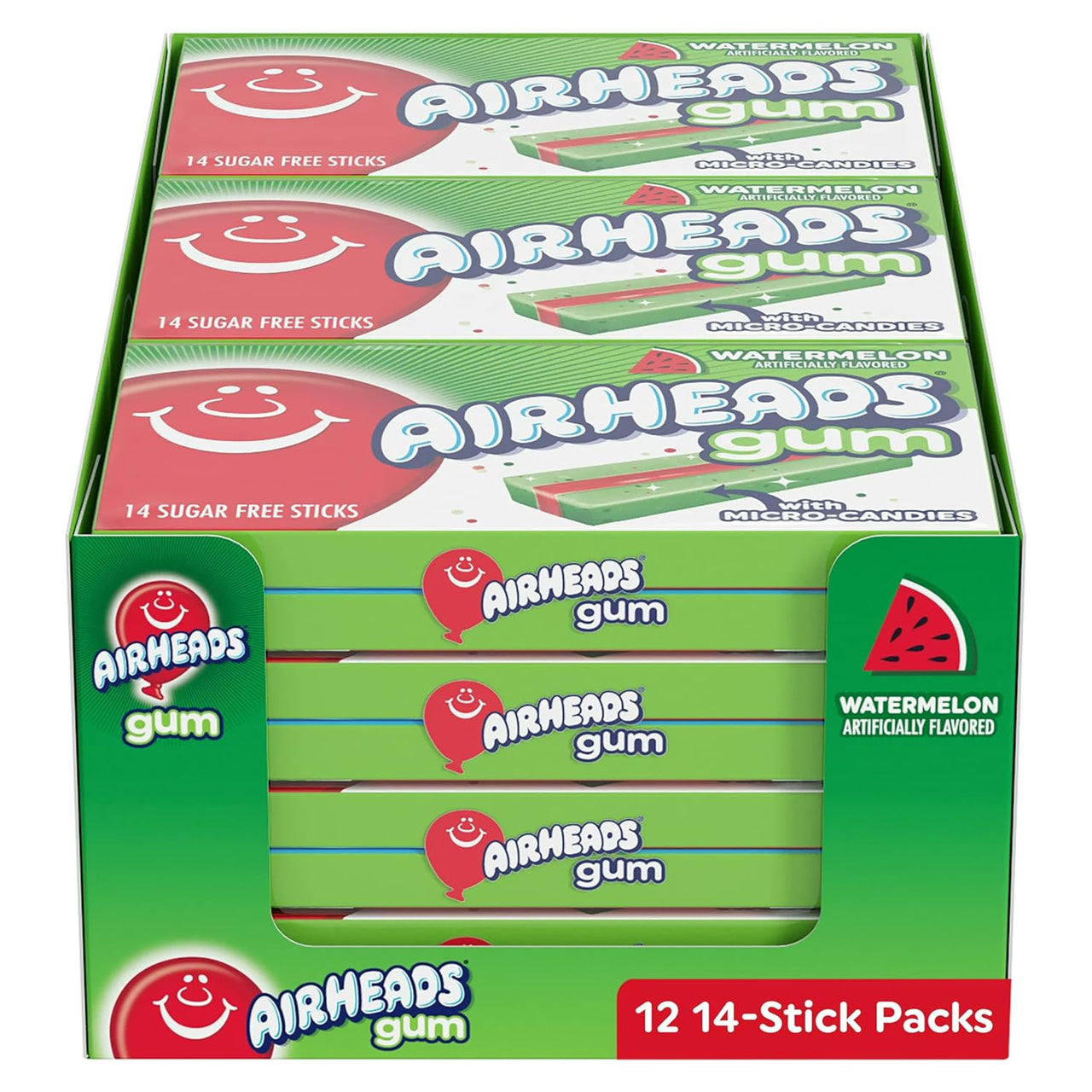 Airheads Candy Watermelon Sugar Free Gum 12 ct. - Novelty | Sugar Bear Candy