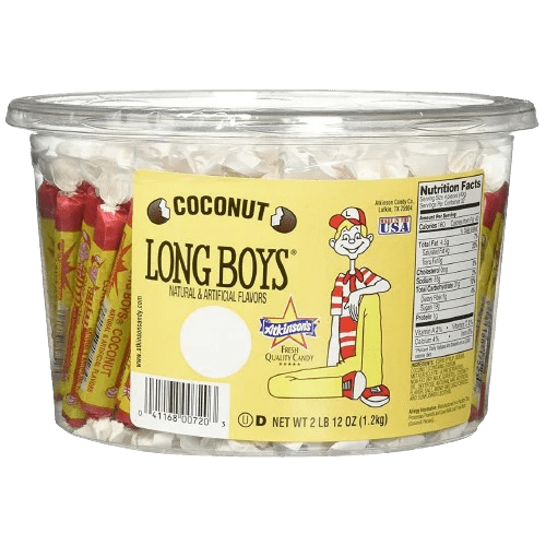 Atkinson's Coconut Long Boys Tub 130 ct. - Novelty | Sugar Bear Candy