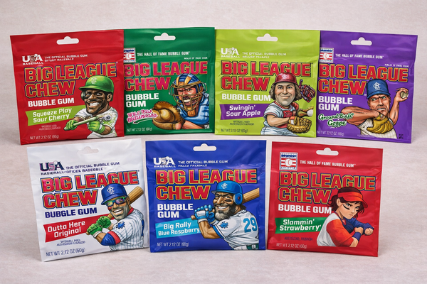 Big League Chew Gum Multi-Flavor Variety Bundle – Assorted Shredded Bubble Gum Packs