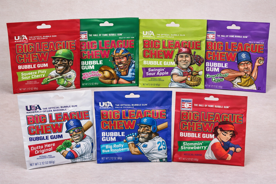 Big League Chew Gum Multi-Flavor Variety Bundle – Assorted Shredded Bubble Gum Packs