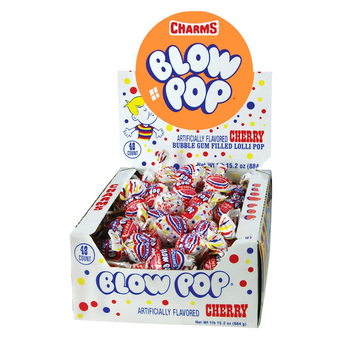 Charms Cherry Blow Pop 48 ct. - Novelty | Sugar Bear Candy