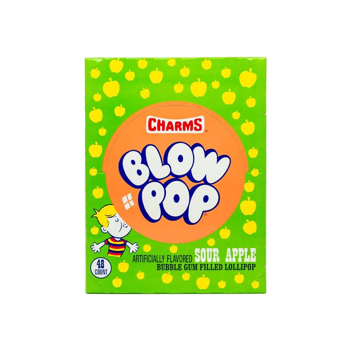 Charms Sour Apple Blow Pops 48 ct. - Novelty | Sugar Bear Candy