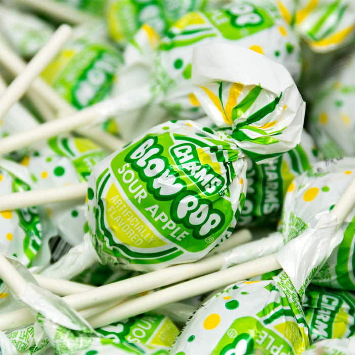 Charms Sour Apple Blow Pops 48 ct. - Novelty | Sugar Bear Candy