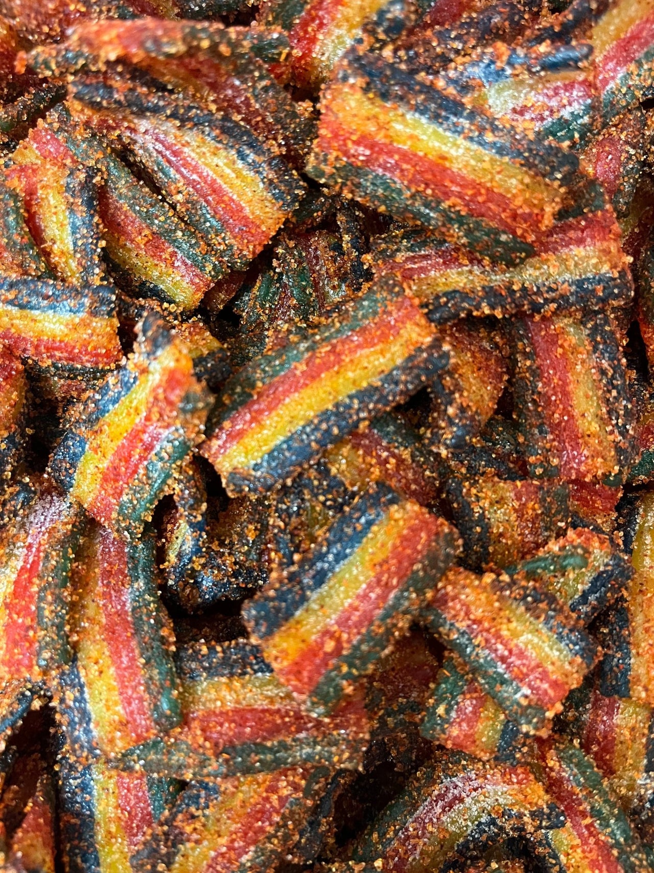 Chili Chamoy Quattro Rainbow Sour Belts - Candy | Sugar Bear Candy