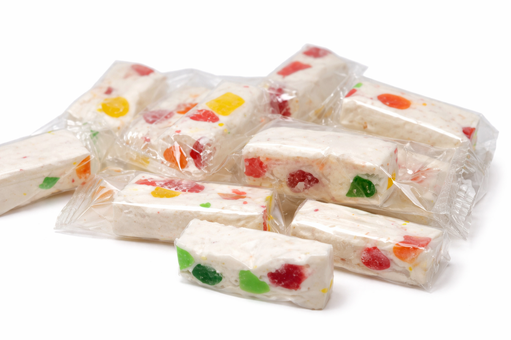 Tropical Jujube Nougat Candy – Soft Chewy Nougat with Fruity Jelly Pieces, Individually Wrapped Snack Treat