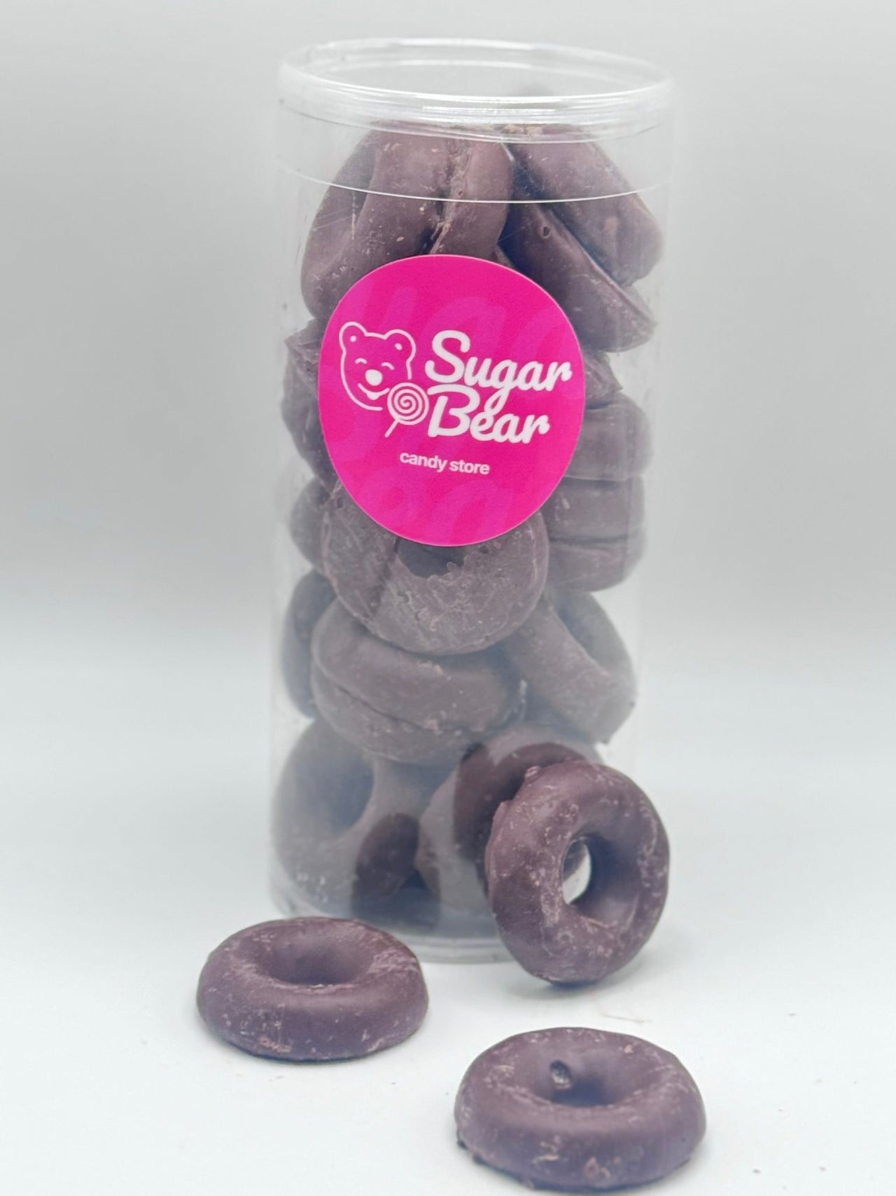 Dark Chocolate Covered Raspberry Jelly Rings - Chocolate | Sugar Bear Candy