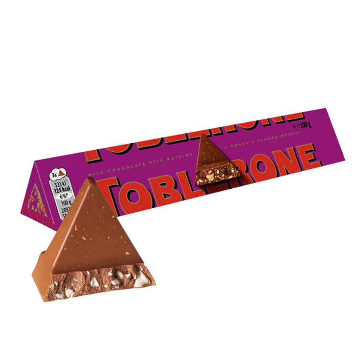 Toblerone Milk Chocolate with Raisin, Honey and Almond Nougat 20 ct.