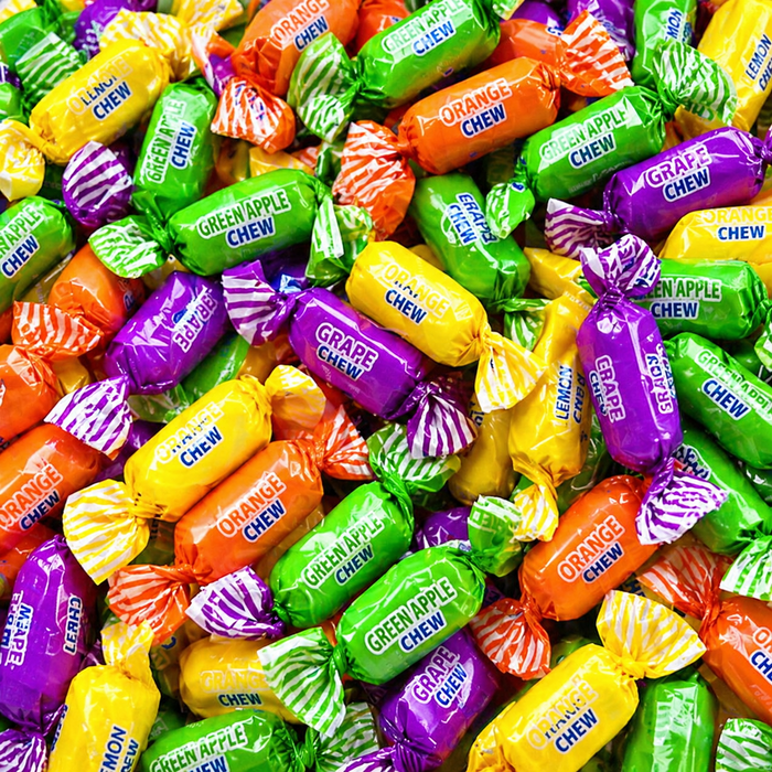 Assorted Fruit Chews Candy – Soft Chewy Taffy with Fruity Flavors, Individually Wrapped Sweet & Tangy Snack