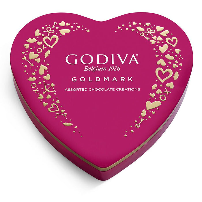 Godiva Goldmark Assorted Chocolate Heart - Shaped Tin 14 piece - Chocolate | Sugar Bear Candy